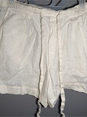 100% Linen Drawstring Women's Shorts - Cream